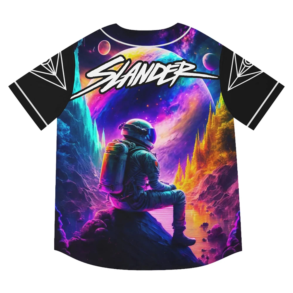 Slander Spaceman Music Festival Baseball Jersey V-Neck Short Sleeve Button-up Shirts Women Men Streetwear Tops