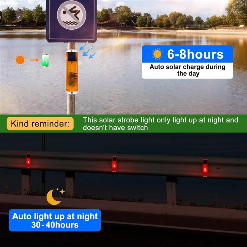 B50B-Fluci di avvertimento solari, base magnetica per lampada stroboscopica solare luminosa, luce di sicurezza per baliza LED impermeabile per esterni, confezione da 4