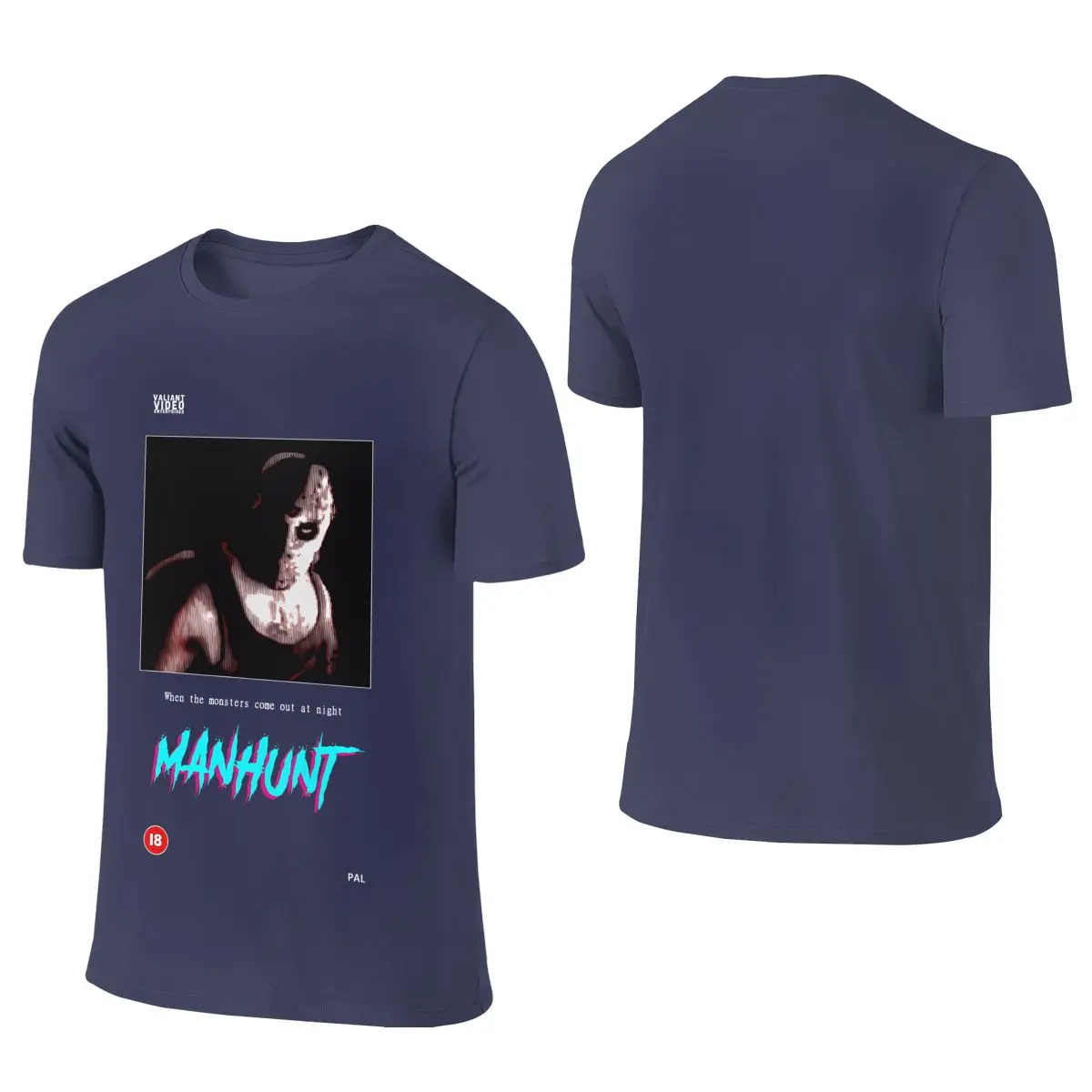 Manhunt VHS Movie Cover Minimalist Reversible T-shirt Korean Style Lazy   Men's T-shirts