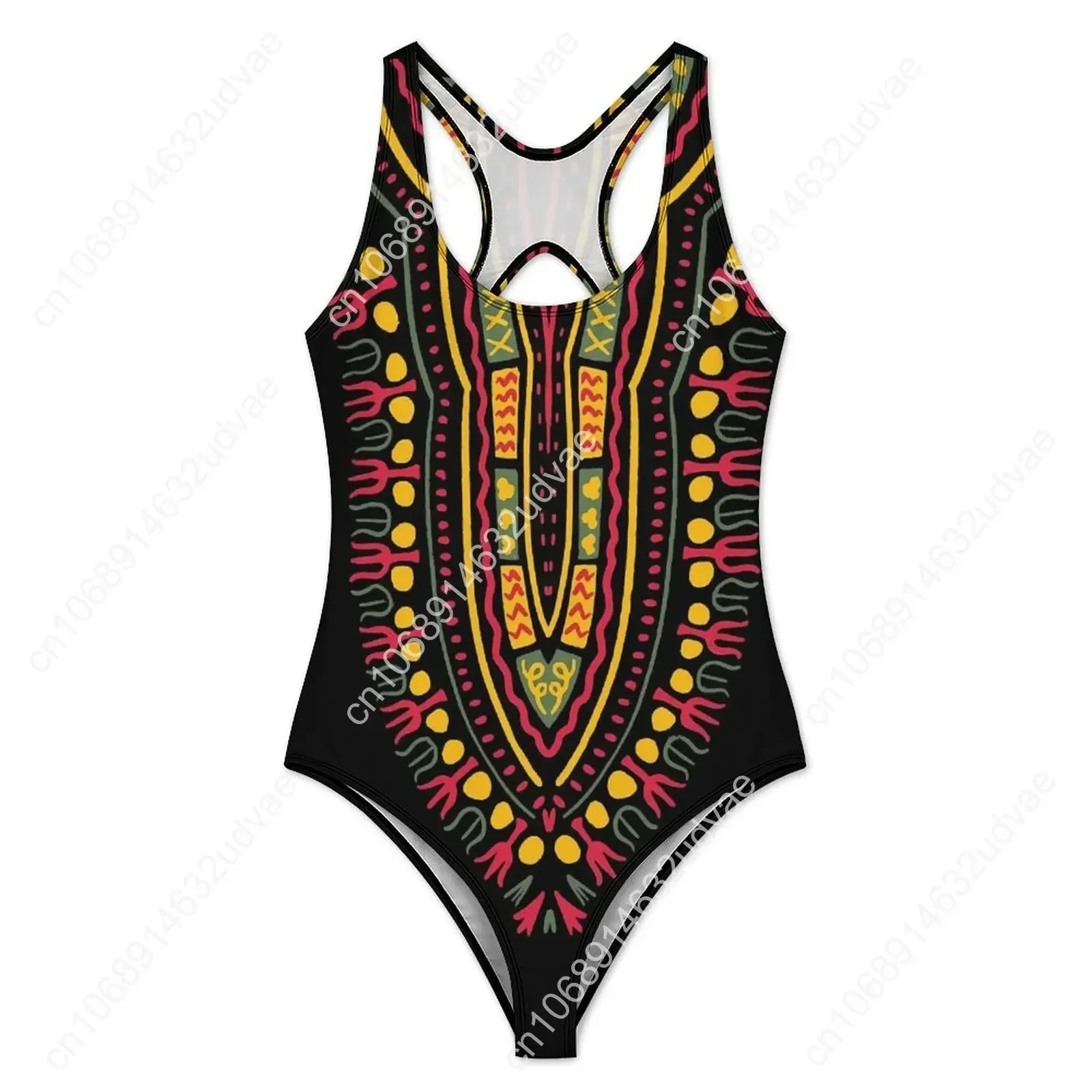 Dashiki Print Swimsuit Ethnic Pride African Swimwear One-Piece Bath Bodysuit Backless Bathing Suits Woman Push Up Beach Outfits