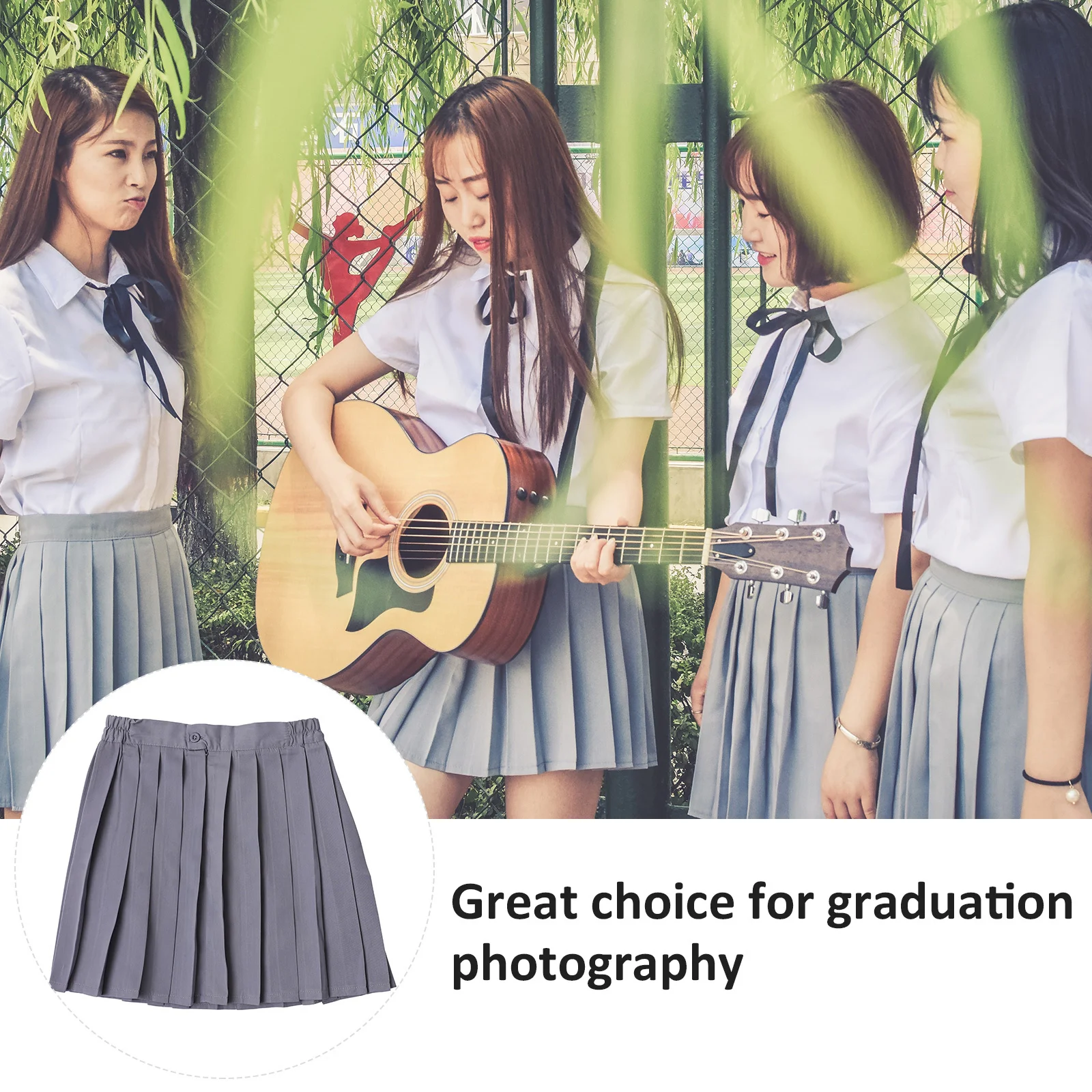 

Pleated Plaid High Waist A-Line School Uniform Girls Graduation Dress Spandex Student Skirt Dress School Skirt