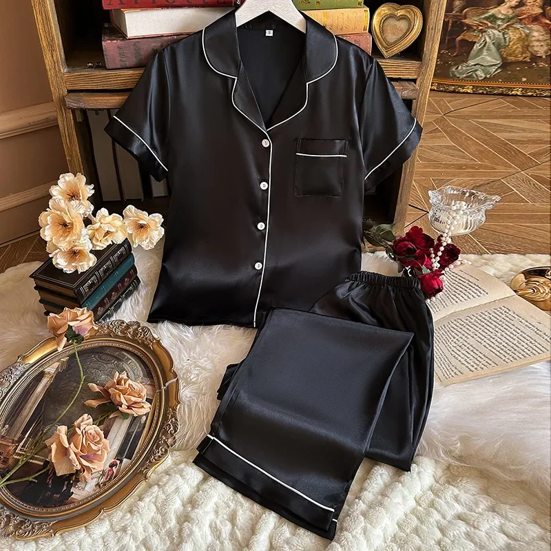 

Пижамы больших размеров 3XL 4Xl5XL, женские пижамы с короткими рукавами, комплект из 2 предметов, однотонная одежда для сна, новые летние пижамы De Mujer, одежда для дома