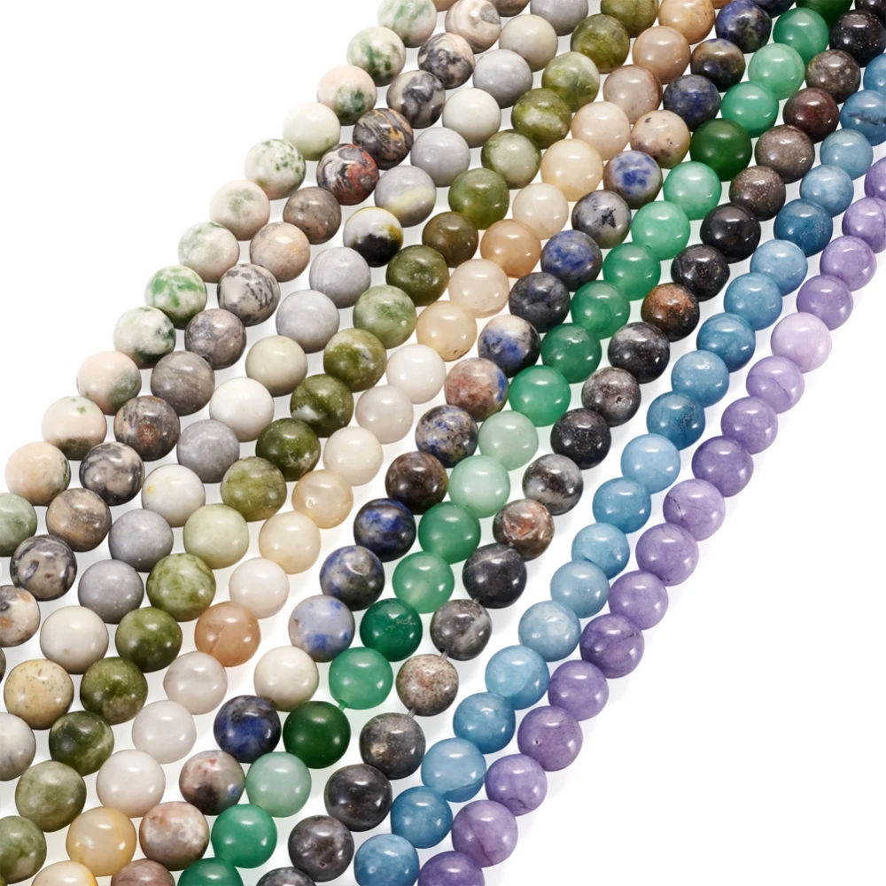 

10 Strands 8mm Natural Stone Beads Rose Quartzs Topaz Jade Green Jasper Round Loose Beads For Jewelry Making DIY Charm Bracelets