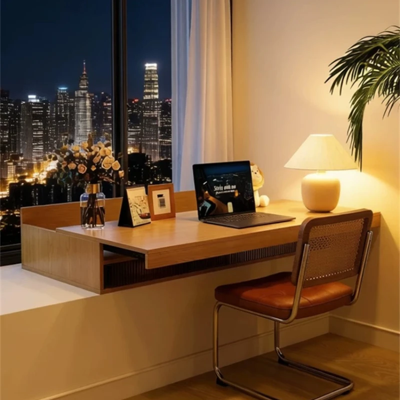 Nordic Solid Wood Desk Modern Creative Multi-functional Storage Computer Desk Bedroom Study Home Furniture Birou Plutitor FYFD