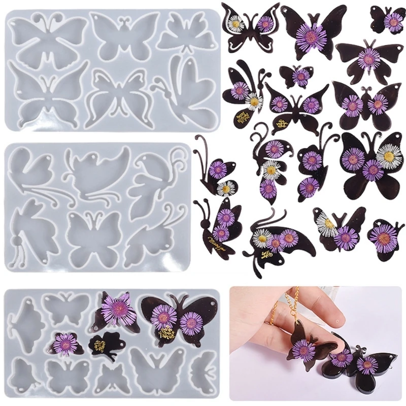 

Glossy for butterfly Round Silicone Molds Keychain Pendant Molds with Holes