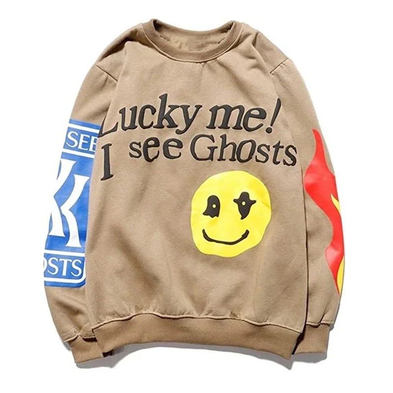 Kanye Lucky Me I See Ghosts Sweatshirts 3D Foaming Print Fashion Pullover Hoodie Heavyweight Trendy Hip Hop For Men Women