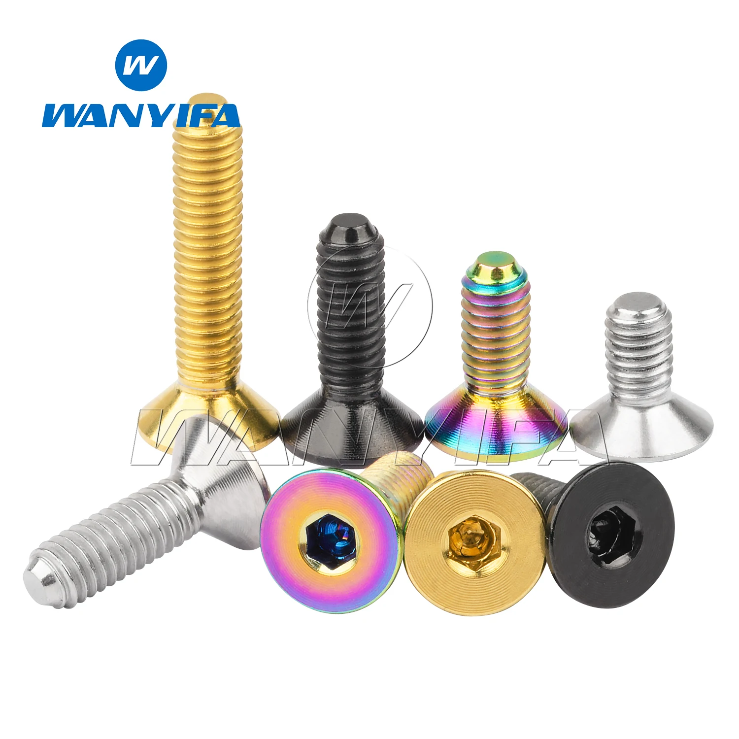 Wanyifa Titanium M3x6/8/10/12/15/18/20mm Allen Key Flat Head Screws Bike Bicycle Bolts