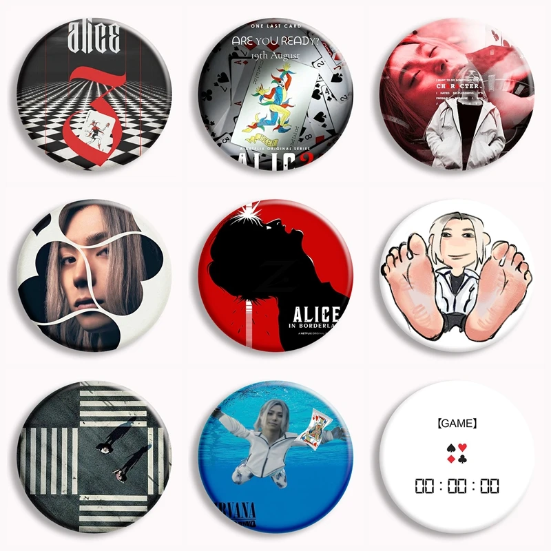 

Hot TV Alice In Borderland Soft Button Pin Chishiya Brooches Badge Bag Decor Accessories Jewelry Fans Collect Friends Gifts
