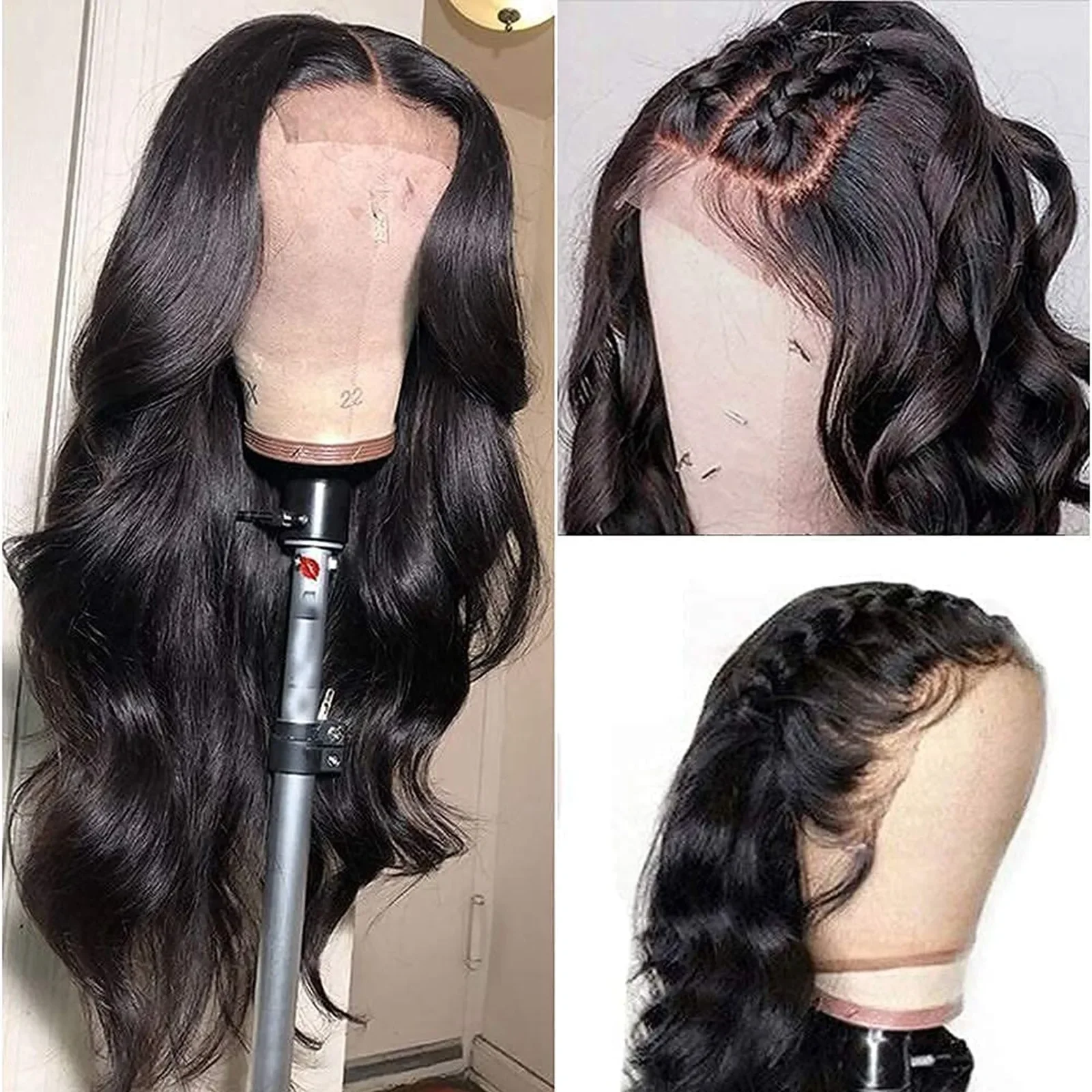 30 polegada mulheres onda do corpo perucas dianteiras do laço cabelo humano pré arrancado cabelo sintético sem cola fechamento do laço perucas brasileiras peruca de cabelo humano