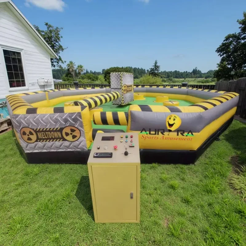 ألعاب آلة للأطفال في الهواء الطلق التي تدور ألعاب رياضية قابلة للنفخ على شكل دائري لعبة عقبات دوارة قابلة للنفخ