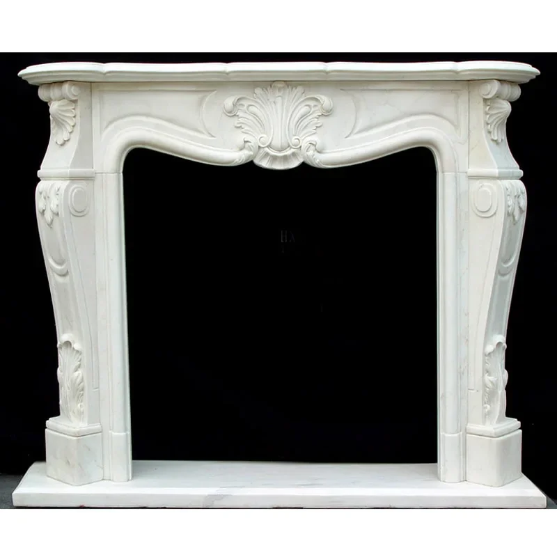 

Carved Natural Stone Fireplace Mantel Surround European Style Royal Marble Furniture Chimneypiece