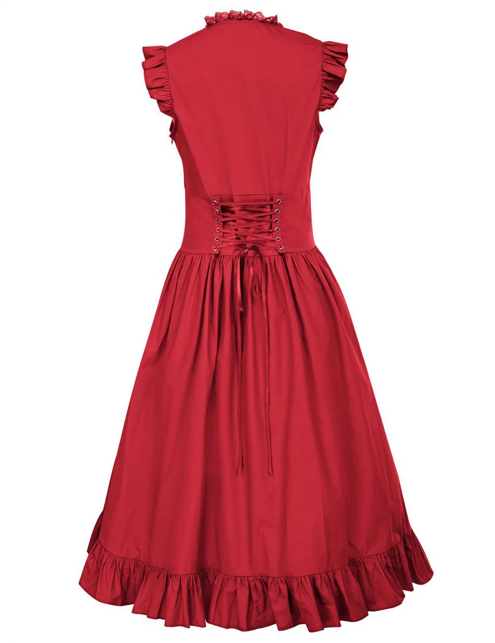 Vestido feminino medieval renascentista, sem mangas, com babados, para coquetéis, vestindo halloween, gótico, steampunk, estilo vitoriano