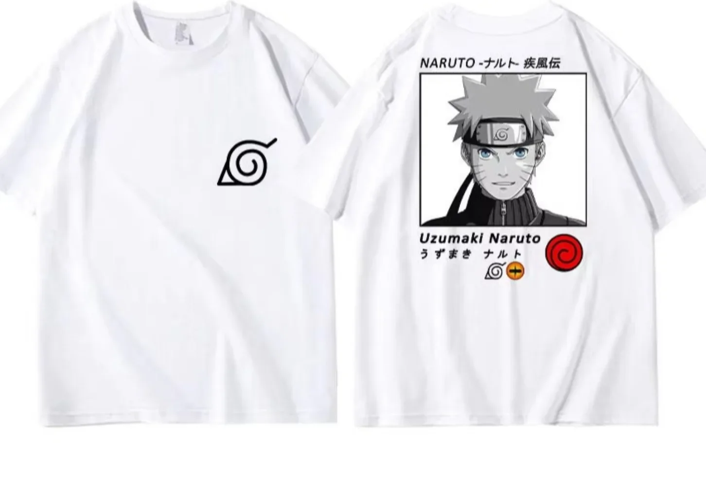 Naruto Kakashi White T-shirt Naruto Uchiha Itachi Sasuke Pure Cotton Double-sided Printed men Casual T-shirt Fashion Vintage Top