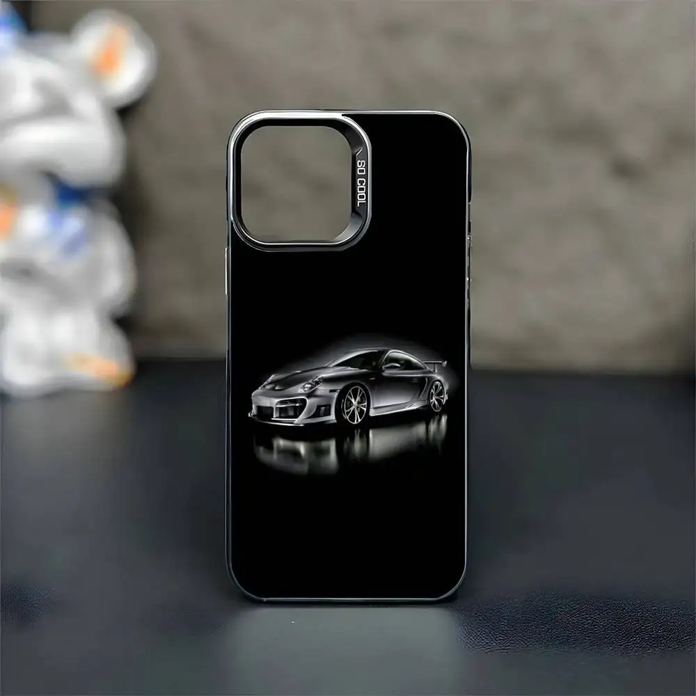 Cool e-executive sedan telefoonhoesje voor iPhone 16,15,14,13,12,11, Mini, Pro, MAX zwarte matte schokbestendige hoes