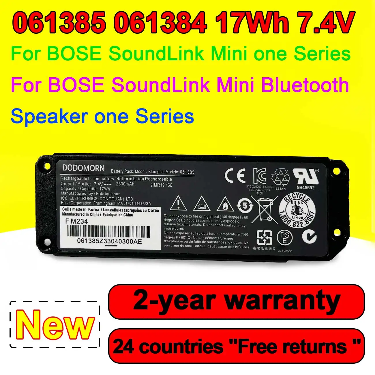 061384 061385 061386 batteria per BOSE SoundLink Mini I Mini1 altoparlante Bluetooth ricaricabile (non compatibile 063404 063287)