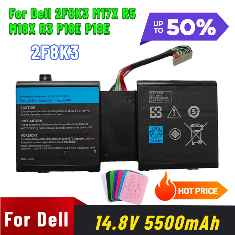 

14.8V 5500mAh for Dell 2F8K3 M17X R5 M18X R3 P18E P19E Laptop Battery