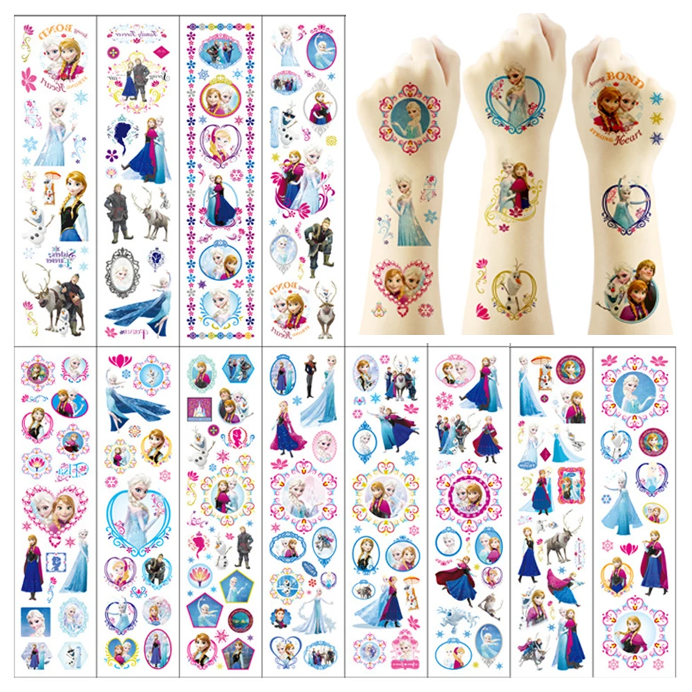 Disney Frozen Temporary Tattoo Stickers Kids Toy Cartoon Elsa Anna  Children Arms Body Art Waterproof Fake Tattoos Party Gifts