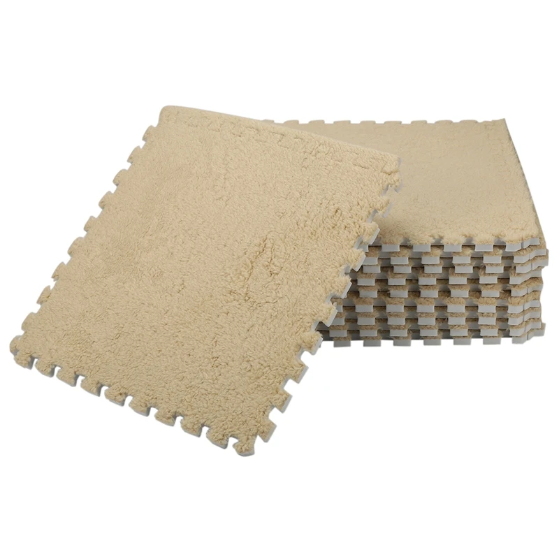 10 Piece Interlocking Foam EVA Fuzzy Mat Flooring Carpet Tiles for