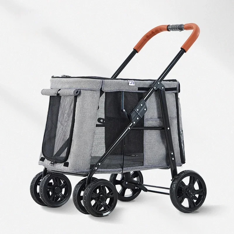 Large-capacity Dog Outing Bag Four-wheel Folding Trolley Case Cat Pet Stroller Breathable Cat and Dog Luggage