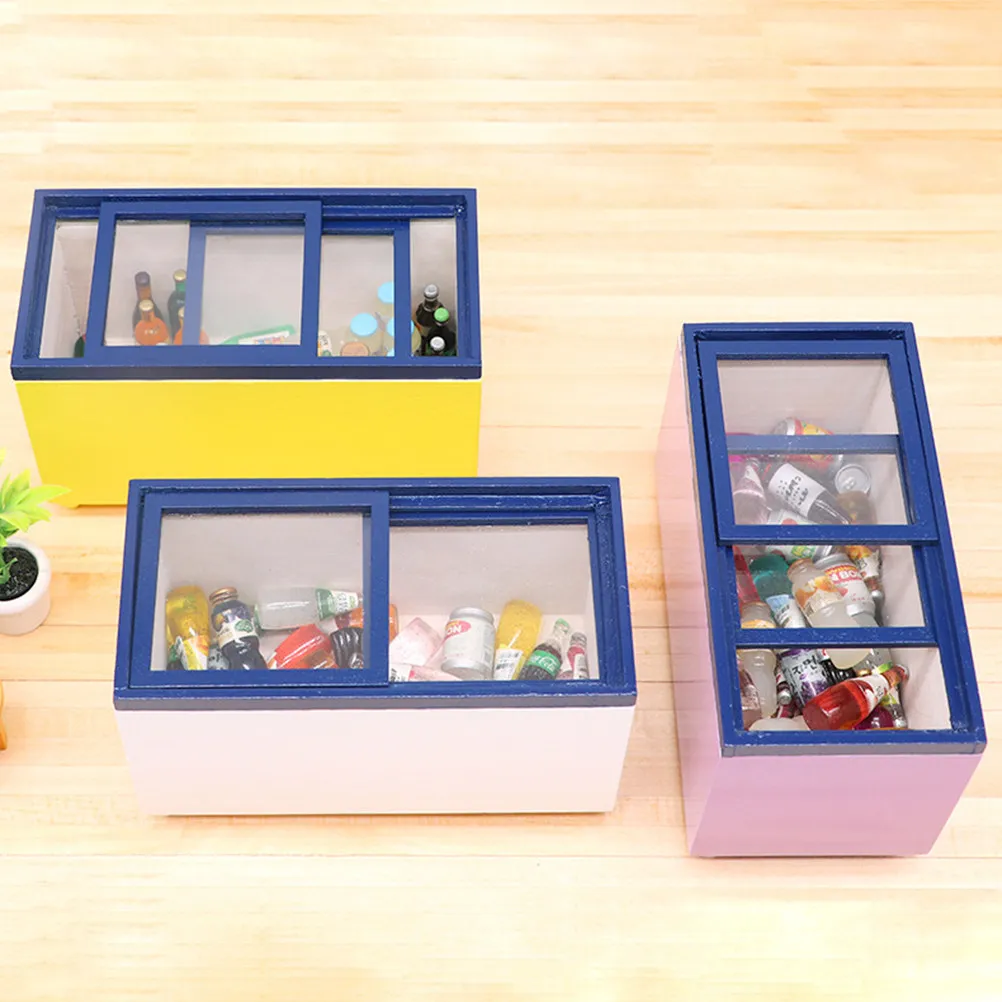 

Mini Freezer Simulation Play Fridge Realistic Miniature Kitchen Furniture for Kids Creative Imagination Hand Eye Coordination