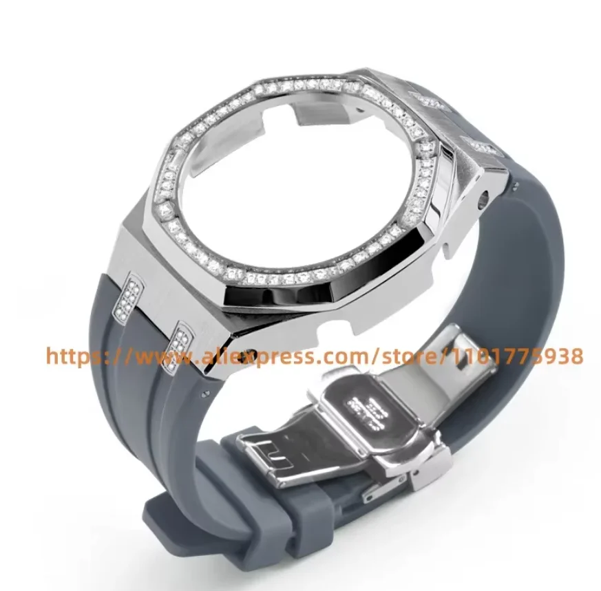 New Ga 2100 Frosted Stainless Steel Case Strap for CasiOak GA-2100 GA2100 GA-B2100Replacement Accessory Set