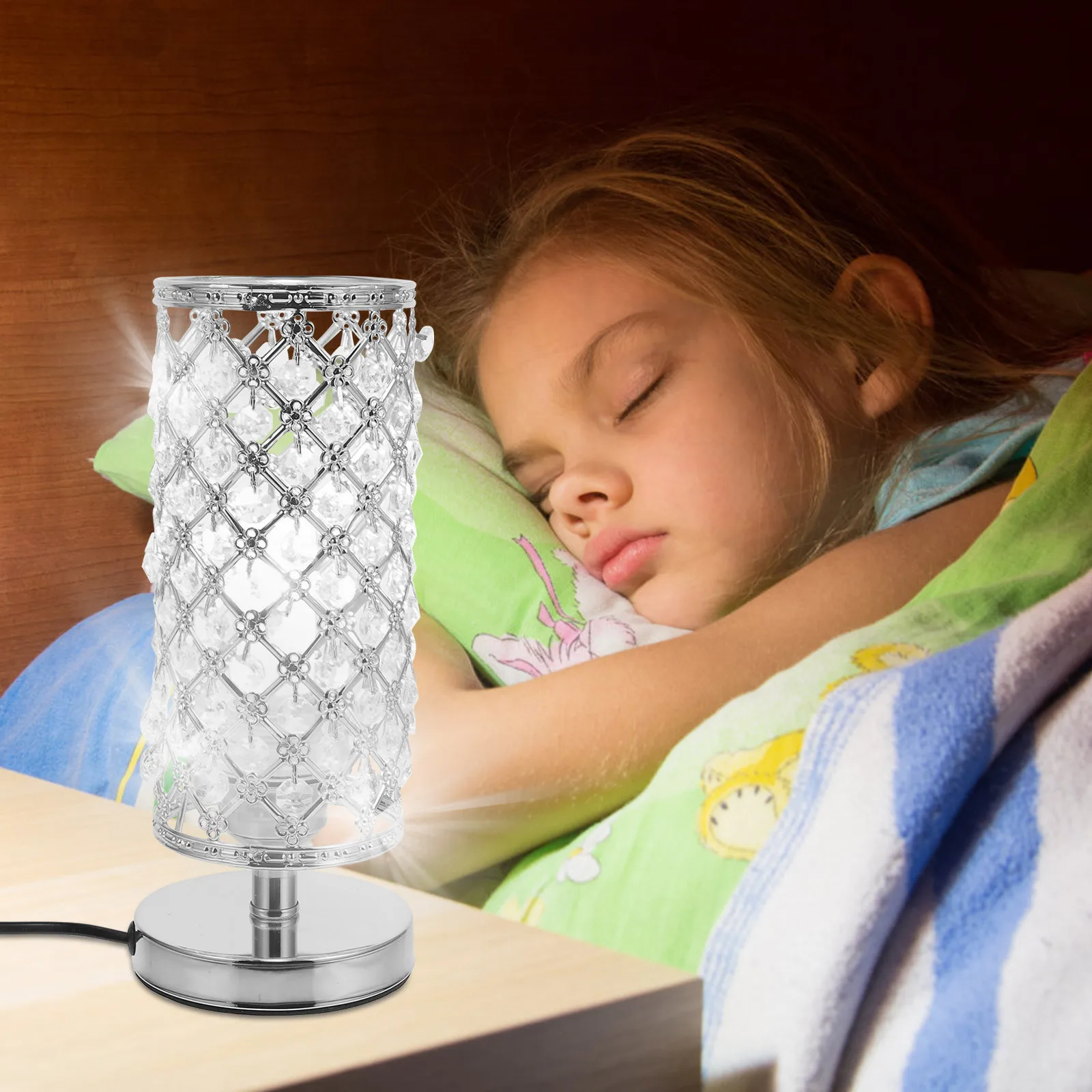 

1Pcs Crystal Table Lamp Decorative Indoor Use Desktop Light Exquisite Atmosphere Lamp Ornament Decorative Crystal Desk Light