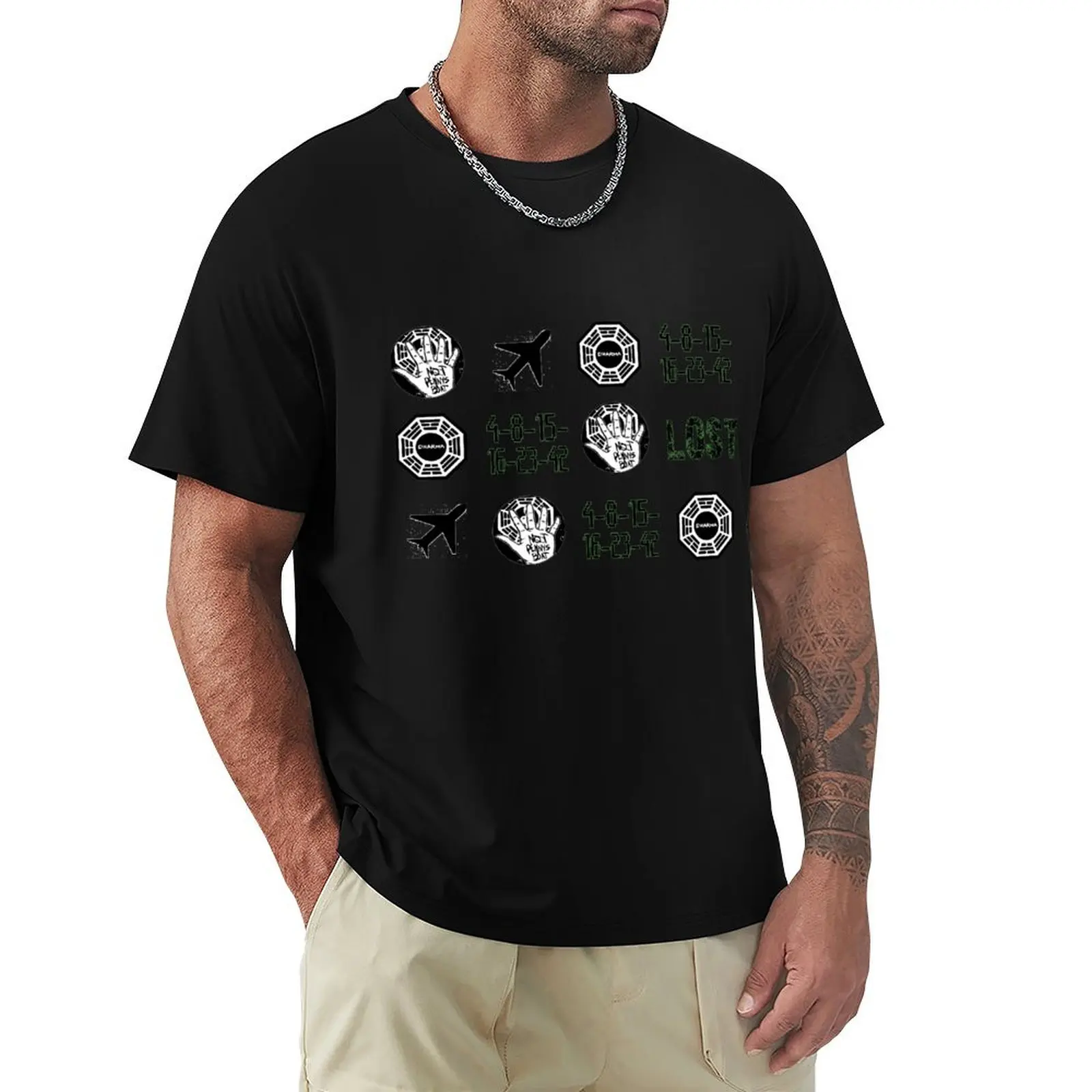 Lost-symbols T-Shirt rapper graphic tees funnys Aesthetic clothing plain black t shirts men