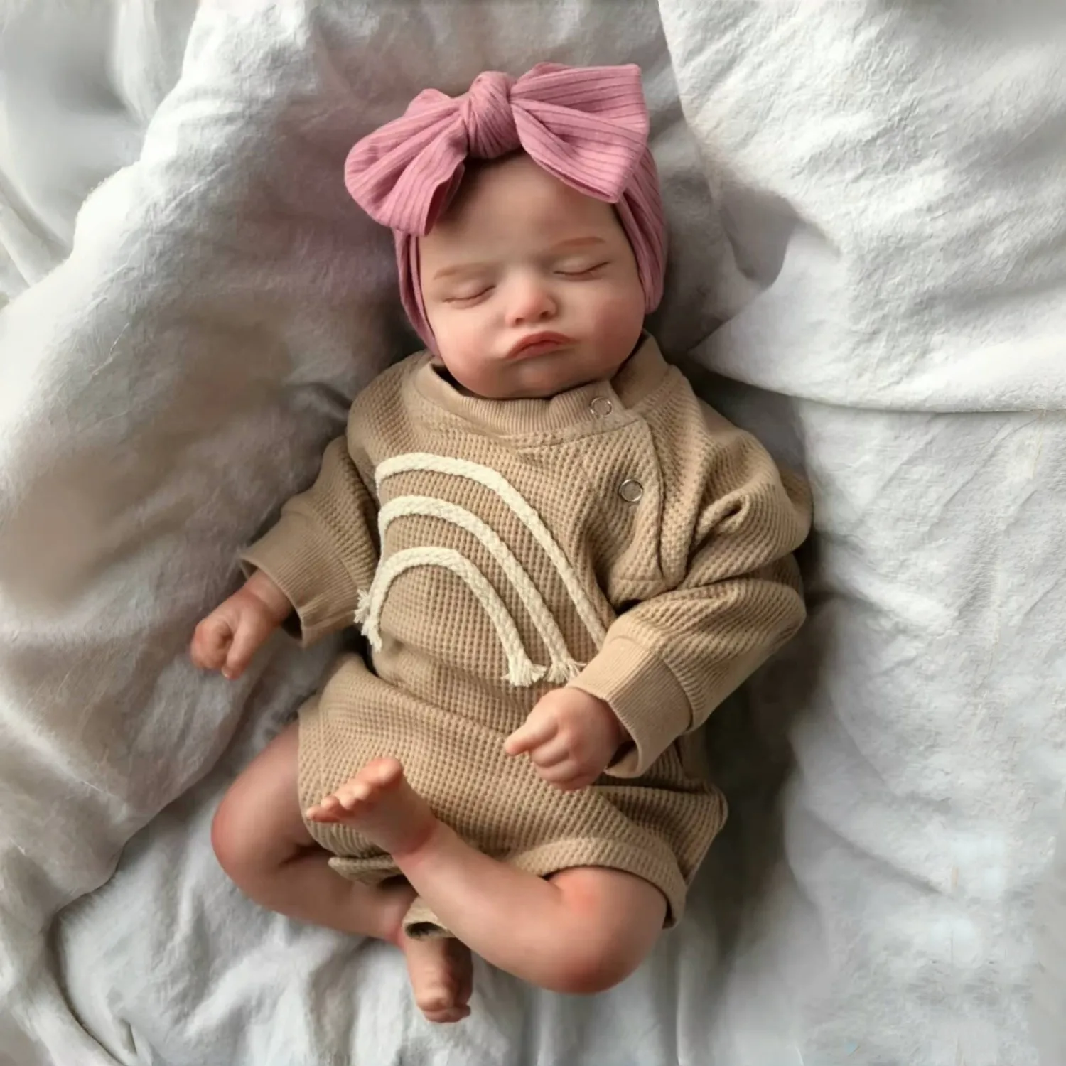 46 センチメートル塗装済みリボーン人形ロザリー新生児睡眠人形ソフト手描きの髪リアルな肌の色目に見える静脈