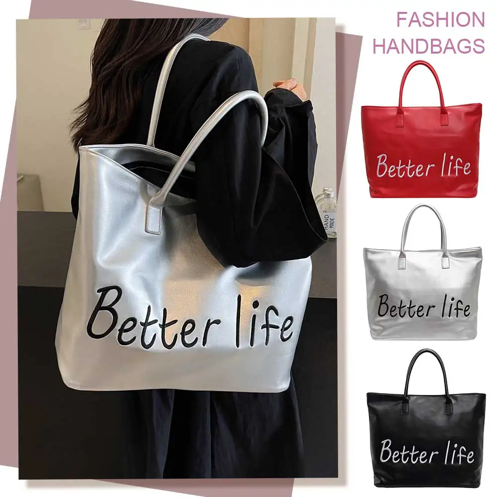 

Better Life Shoulder Bag PU Leather Weekender Bag Large Capacity Shopper Handbag Casual for Women Work Shopping Travel