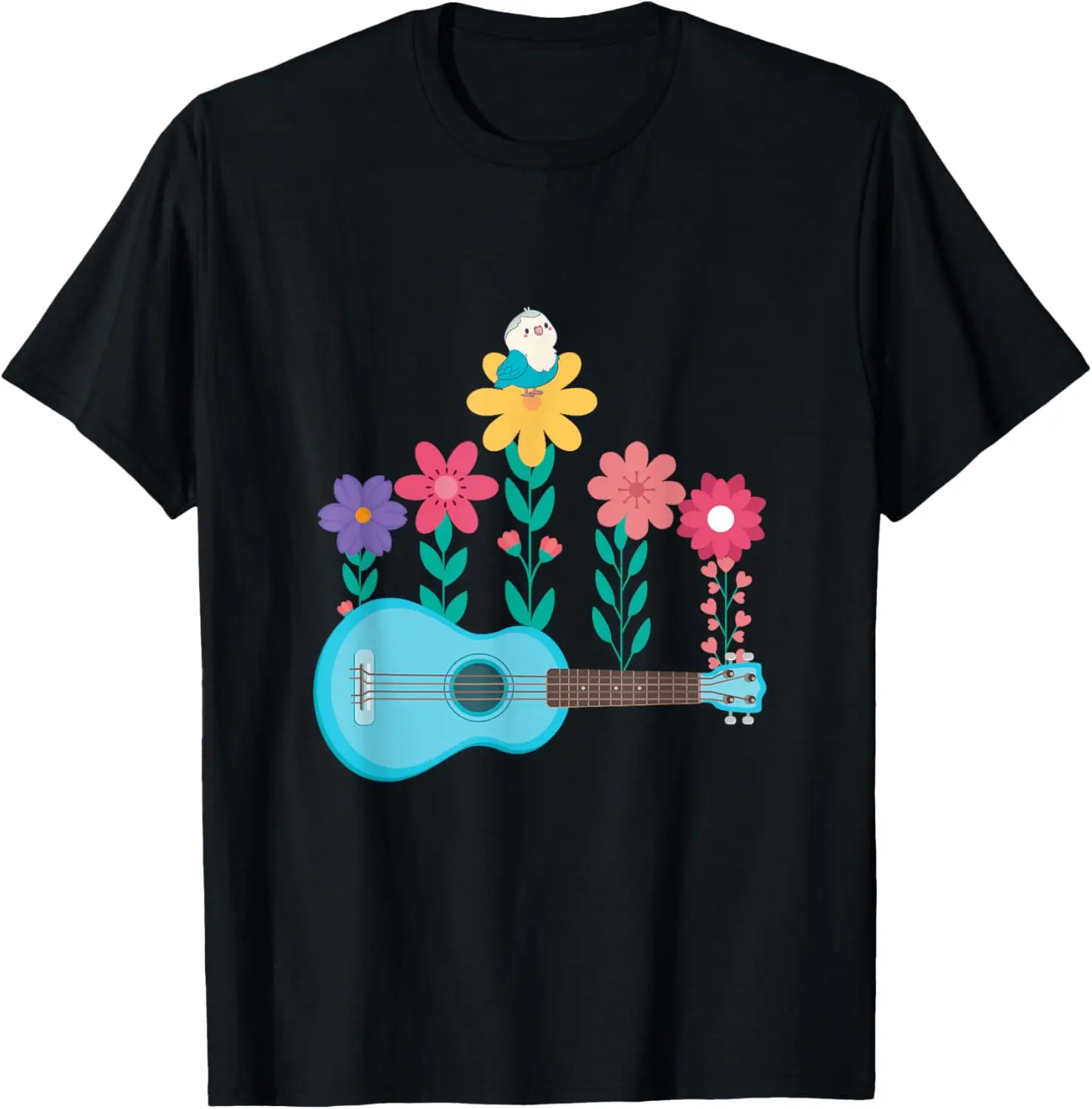 Flower Musical Instrument Guitarist Uke Music Acoustic T-Shirt