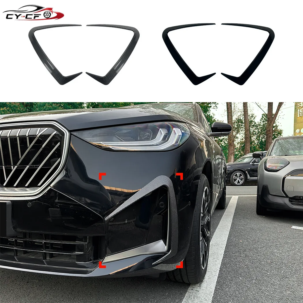 for BMW X3 G45 M Sport 2025+ Carbon Fiber Look/Glossly Black  Car Front Bumper Splitter Spoiler Fog Light Spoiler Cover Trim