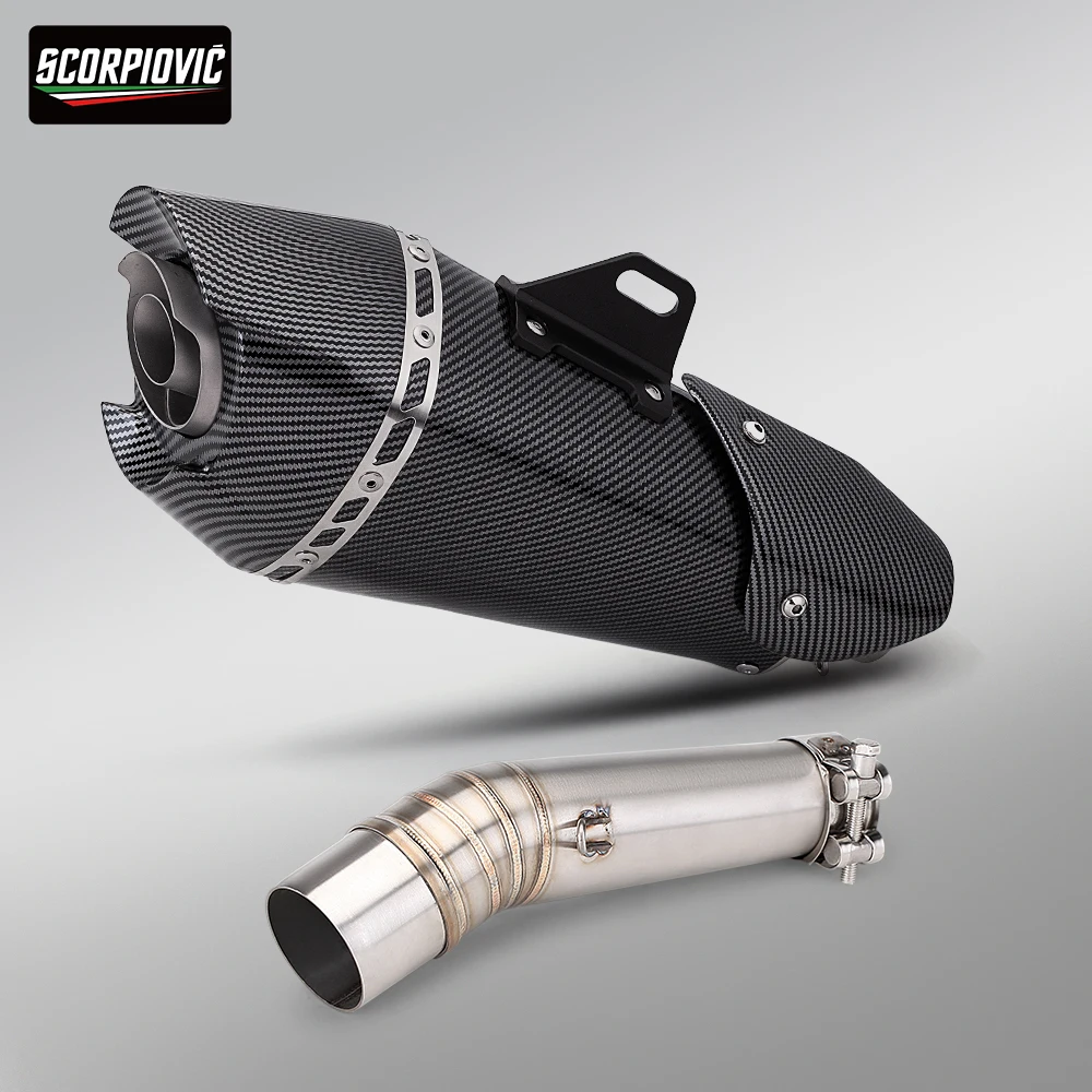 Slip On For NC700 NC700X NC750 NC750X NC750S 2012 - 2023 Motorcycle Exhaust Muffler Mid Link Pipe Carbon Fiber DB Killer