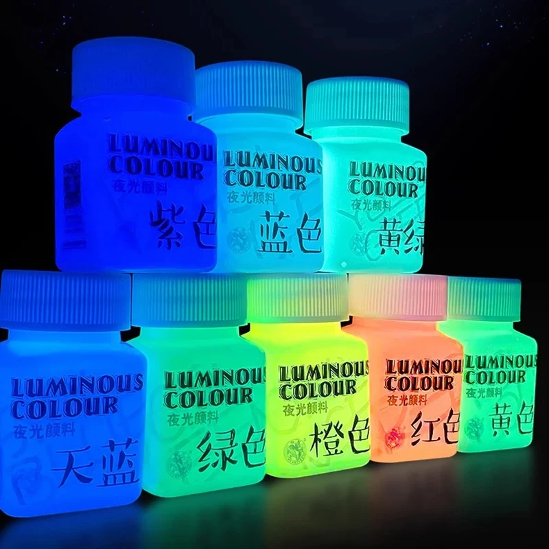 58ML Fluorescent Acrylic Pigment Luminous Pigment Glow in Dark Hand Painted Festival Party Wall Light Absorbing Pigment DIY
