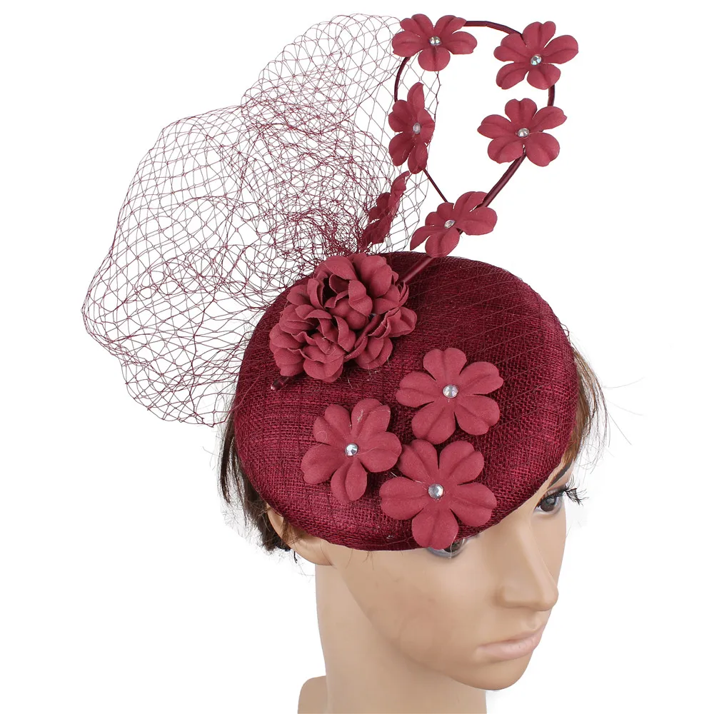 Nice Sinamay Fascinators Hat Hair Clip For Women High Quality Elegant Party Wedding Headwear Headbands Mesh Net Chapeau Cap