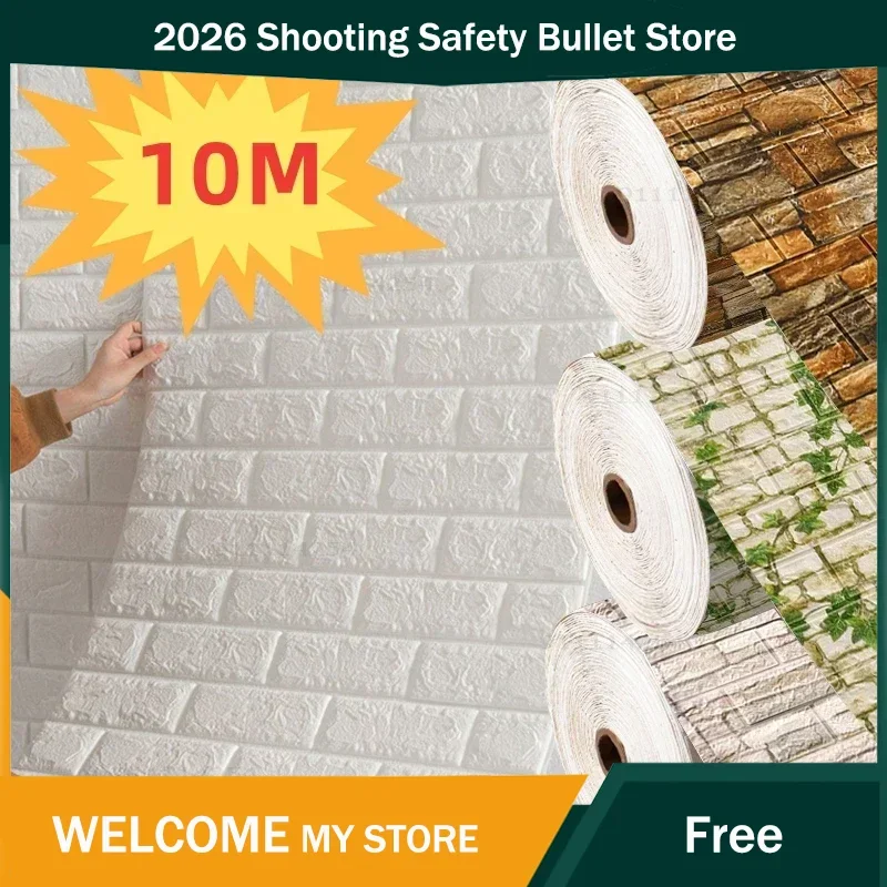 

70cmx10m Self-adhesive Wallpaper Decoration Antique Foam Brick Wallpaper Living Room Bedroom Waterproof 3D Wall Sticker 2026