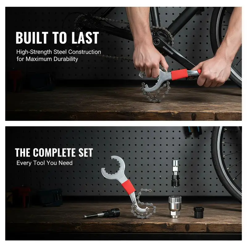 Fahrrad-Reparatur-Werkzeugset mit Komplettem Zubehör, Kurbelabzieher, Kettenhammer und Pedalschlüssel für Mountainbike- und Rennrad-Reparaturen – Detail 7