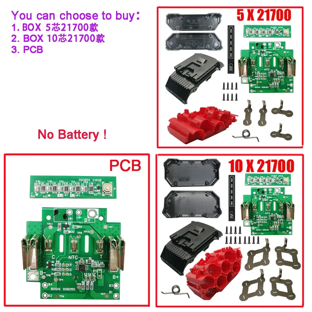 21700 BAT618 Li-ion Battery Plastic Case PCB Charging Protection Circuit Board Shell For Bosch 18V BAT610 BAT609 BAT618G BOX