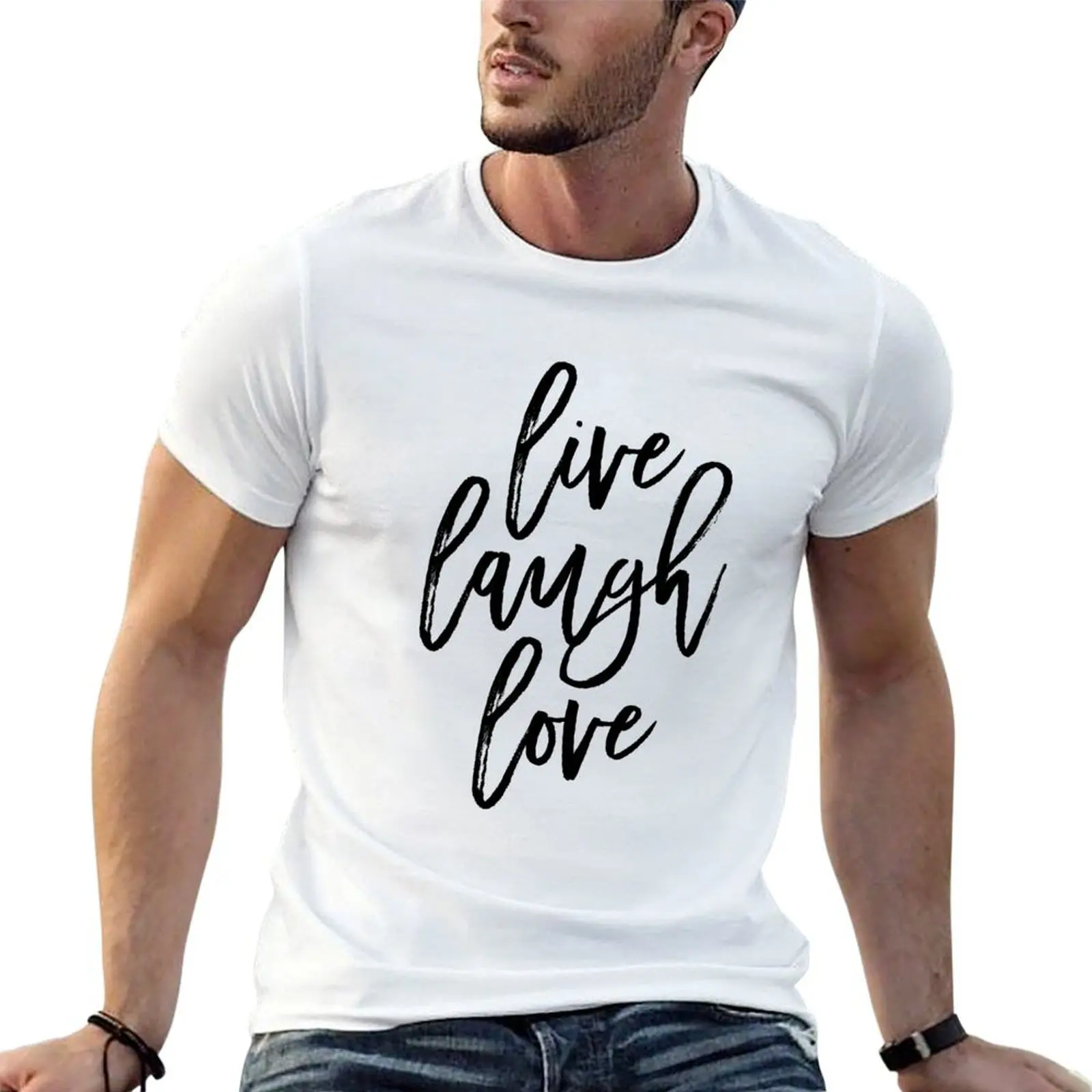 Live, Laugh, Love - Script Typography T-Shirt valentines boutique clothes summer top men tshirt
