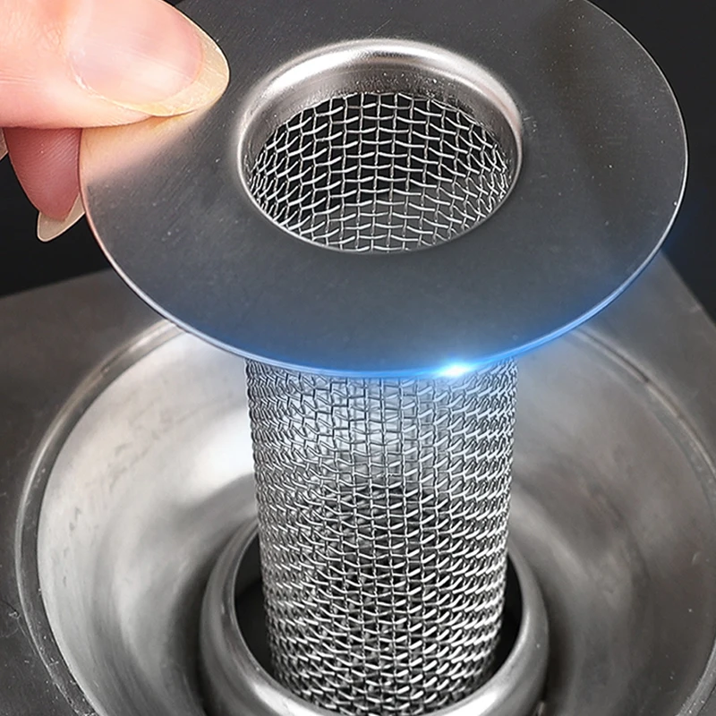 Stainless Steel Sink Filter Mesh Embedded Anti-Clog Drain Stopper Kitchen Bathroom Sink Basin Drain Core Hardware Accessories