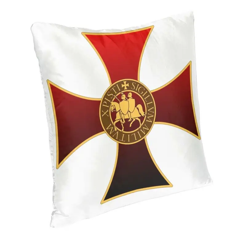Knights Templar Seal Cross Pillow Cover Decoration Medieval Crusader Warrior Cushions Throw Pillow for Car Double-sided Printing