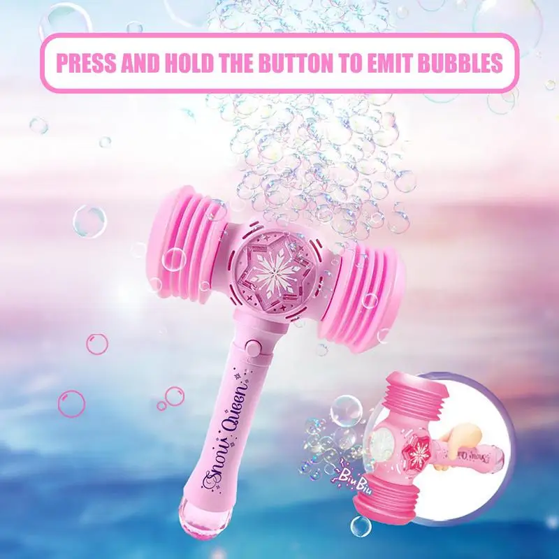 Hammer Bubble Machine With Lights Automatic Bubble Blower Machine In Hammer Shape Cartoon Bubble Maker Toys Reusable Outdoor