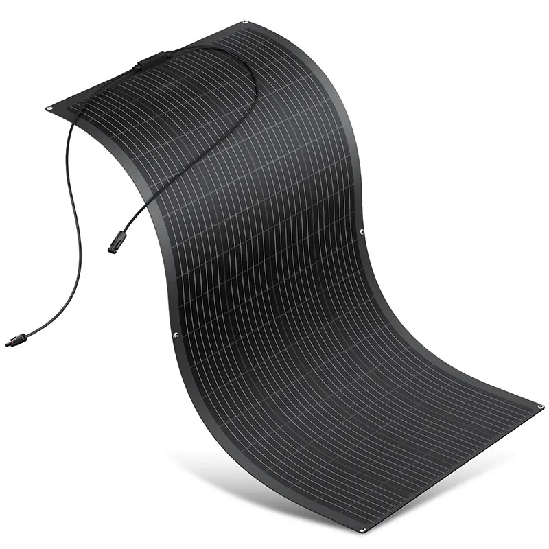 300W All Black Flexible Solar Panel, Ultrathin Waterproof High Efficiency Module for RV Boat Van Outdoor Use