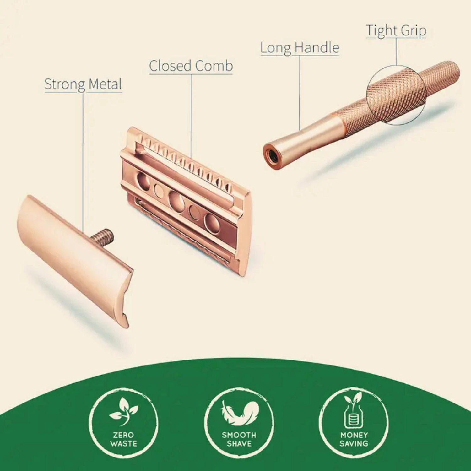Maquinilla de afeitar de seguridad de metal para hombres y mujeres: maquinilla de afeitar reutilizable de calidad superior con 10 cuchillas, diseño ecológico para un suave