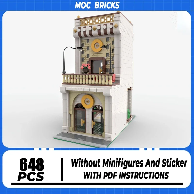 

Модель с видом на улицу Moc, строительные блоки, модель кофейного дома, технология, кирпич, сделай сам, сборка, строительная игрушка, праздничные подарки на день рождения