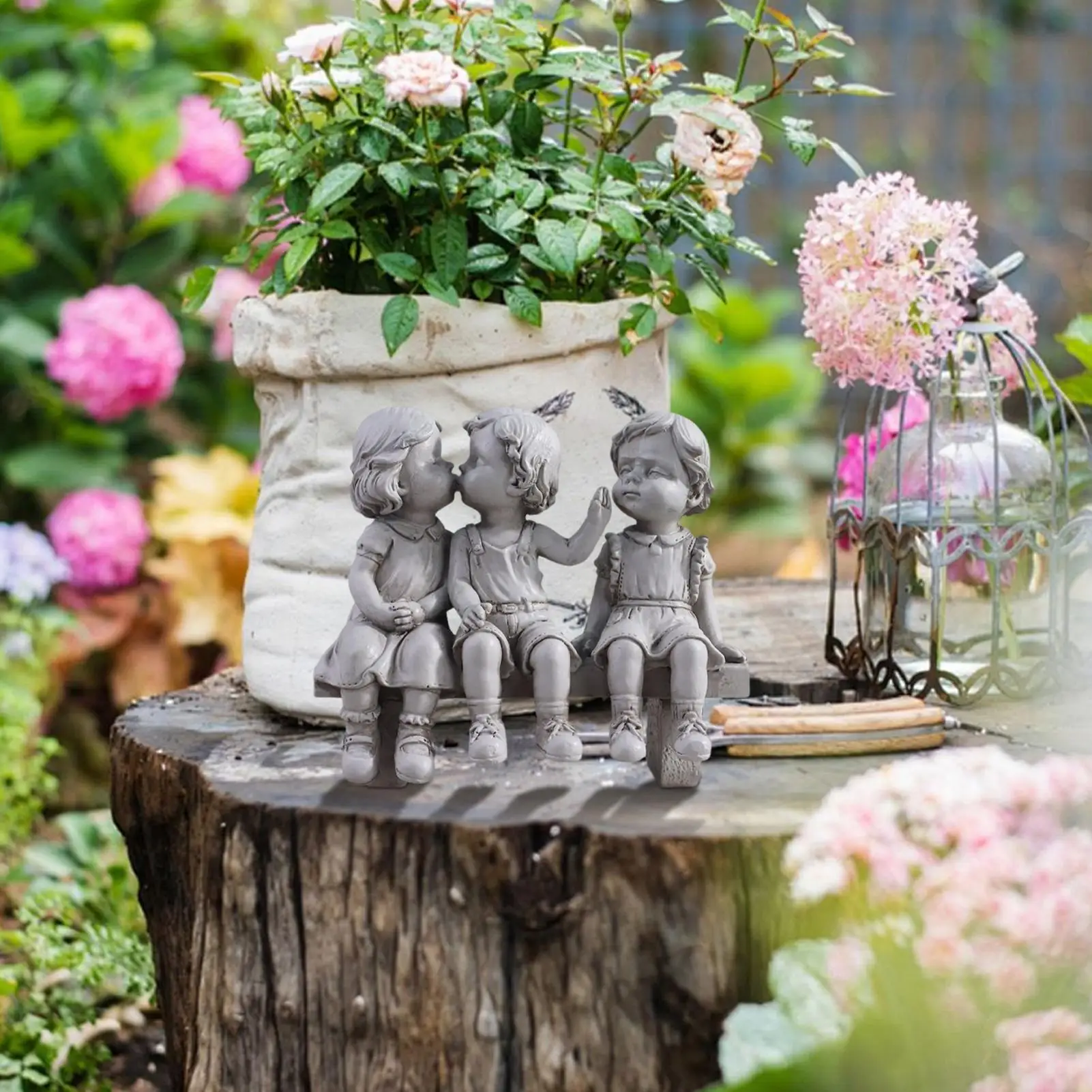 

First Kiss Outdoor Statue Outdoor Sculpture Puppy Love Statue Weatherproof Home Cute Miniature Figurine For Friends Families