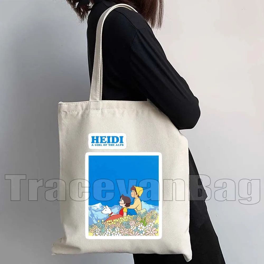 Cute Heidi Fan Gifts Anime Cartoon Girl Retro Film Movie Let's back to nature Canvas Shoulder Tote Bag Shopper Cotton Handbag