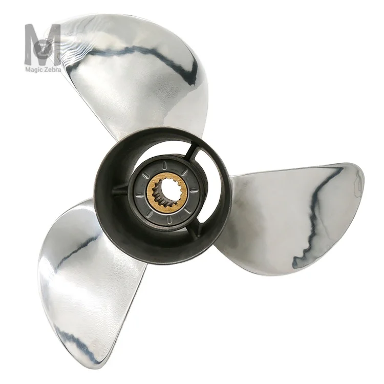 Top quality boat engine parts a variety of materials outboard 3/4 blades marine propeller for Suzuki Stainless Steel Boat Propel