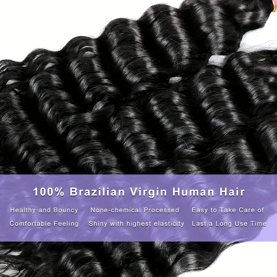 Deep Wave Bundles 100% Human Hair 28 30 Inch Curly Hair Extensions For Women Brazilian Raw Remy Weaving Raw Human Hair Bundles image 3
