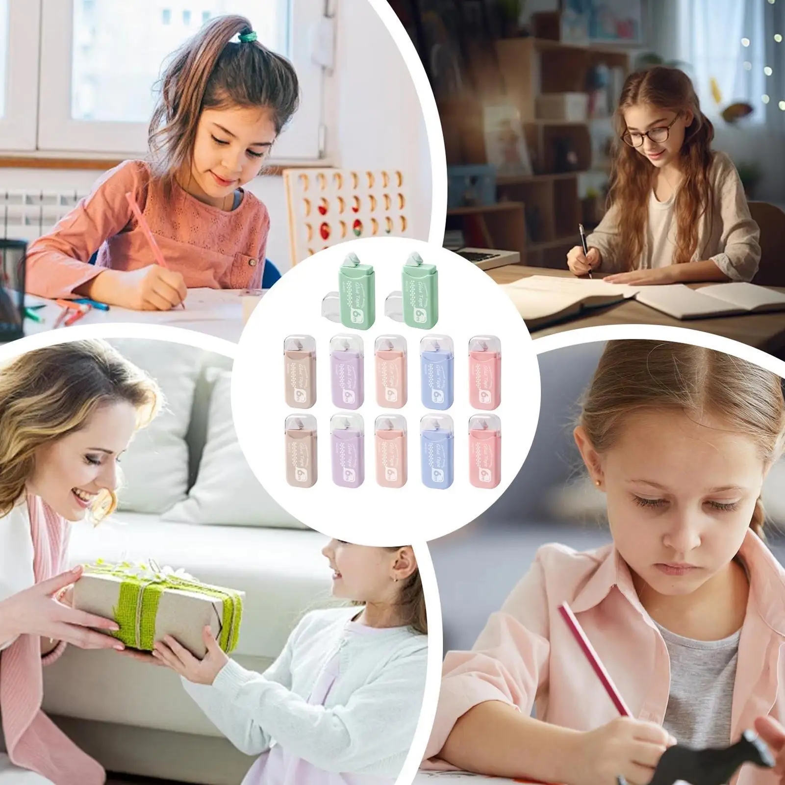 

Двусторонняя лента для поделок, 12 шт., клейкая роликовая клейкая лента, бегун для детей и взрослых, скрапбукинг, фотожурнал, школьное искусство