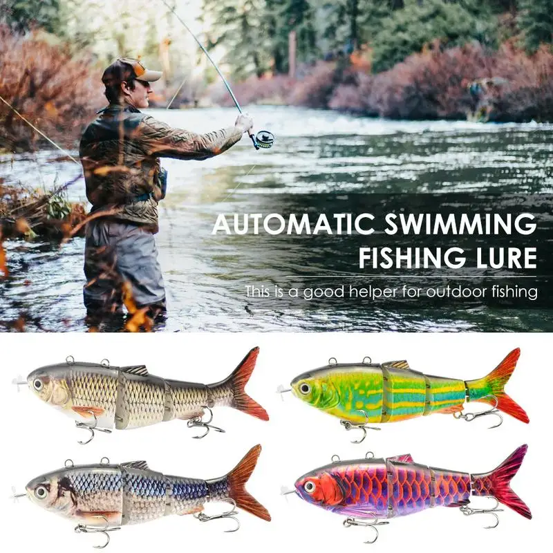 Robotic Fishing Lures Multi Jointed Bait Segments Electric Wobblers For Pike Auto Swimbait USB Rechargeable LED Light Lures Kit